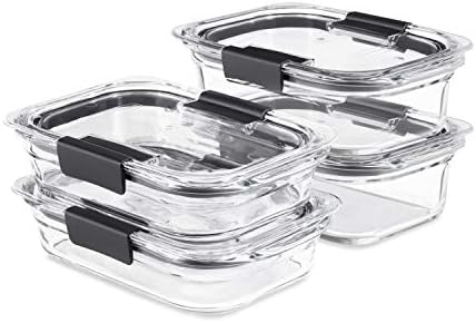Rubbermaid Brilliance Glass Food Storage Containers, Set of 4 Food Containers with Lids (8 Pieces Total), BPA Free and Leak Proof