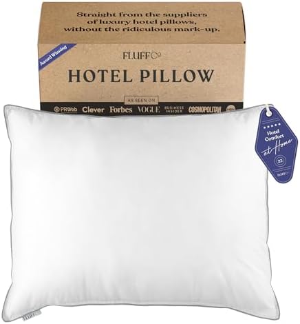 FluffCo Zen Fluff Down King Pillow with 600 Fill Power White Duck Down Stomach Sleeper Pillows - Luxury Hotel Quality 300 Thread Count - 100% Cotton Feather Pillows (King Size 1 Pack)