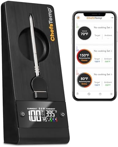 ChefsTemp ProTemp Plus Next-Gen Wireless Meat Thermometer Digital Unlimited Range Bluetooth & WiFi Enabled Smart Cooking Grilling Smoker BBQ Oven Kitchen Rotisserie (Stand + 1 Probe)