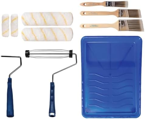 Pro Grade- Paint Roller Set, Paint Brush, Paint Tray - 10 Piece Set - Roller Paint Brush - Wall Painting Roller Naps for Professional or Home Owners - All Paints and Stains.