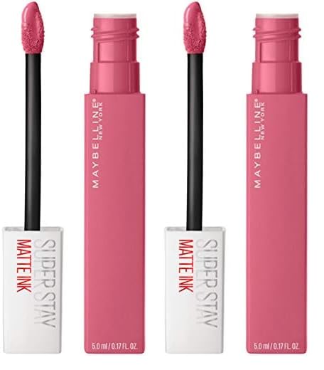 Maybelline New York Super Stay Matte Ink Liquid Lipstick, Long Lasting High Impact Color, Up to 16H Wear, Inspirer, Light Mauve Pink, 0.17 fl.oz (Pack of 2)