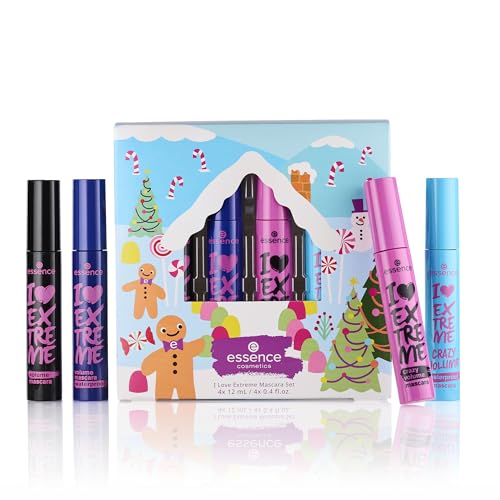 essence I Love Extreme Mascara Holiday Set | 4 Mascaras in 1 Set | Stocking Stuffer for Beauty Lovers | Vegan & Cruelty Free