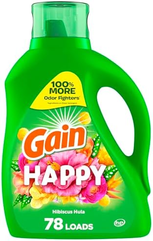 Gain Liquid Laundry Detergent, Happy, HE Compatible, 113 fl oz, 78 Loads