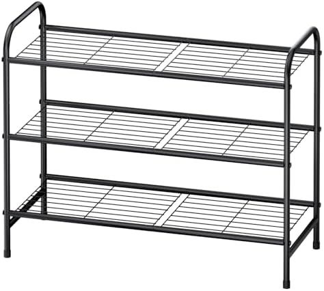 Kitsure Shoe Rack - Stainless Steel Shoe Organizer, Sturdy Shoe Rack for Closet and Front Door Entrance, Free Standing Shoe Shelf, Closet Organizers and Storage, Black