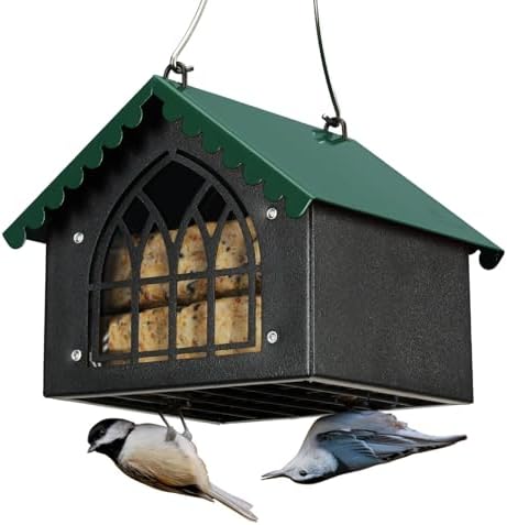 Kingsyard Double Suet Bird Feeder with Weatherproof Roof, All Metal, Upside Down Suet Feeders for Outdoors Hanging, Great for Downy Woodpecker Nuthatch Chickadee, Green