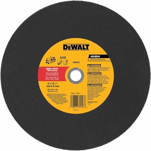 DeWalt DW8020 14" x 5/32" x 1" Metal Cutting High Speed Cut-Off Wheel, 10 Pack