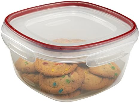 Rubbermaid Lock-Its Square Food Storage Container with Easy Find Lid, 14 Cup, Racer Red