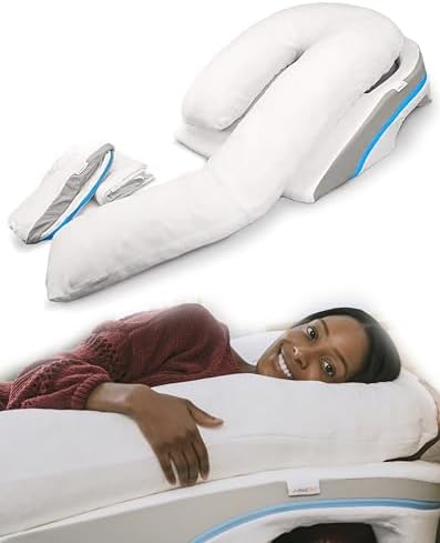 MedCline Shoulder Relief System with Extra Cases, Bed Wedge Pillow for Shoulder Pain Relief and Therapeutic Body Pillow, Inclined Sleep Position with Arm Pocket, Large for 5'10" and Above