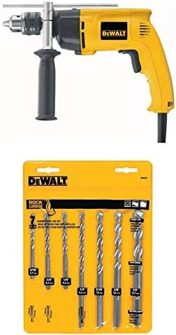 DEWALT DW511 1/2 in. (13mm) 7.8 Amp VSR Corded Hammer Drill with DEWALT DW5207 7-Piece Premium Percussion Masonry Drill Bit Set