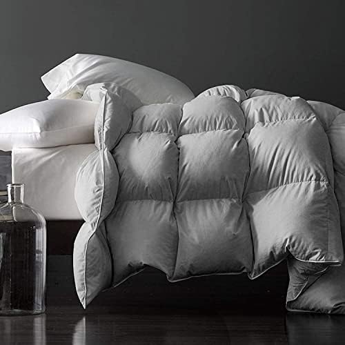 Royoliving Premium Feathers Down Duvet Insert Comforter King Size Gray All Season Medium Warmth Winter Grey 100% Cotton Cover with Corner Tabs (106x90, 60 oz)