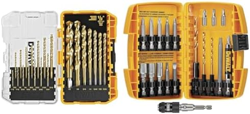 DEWALT 21-Piece Titanium Nitride Drill Bit Set and 20-Piece Rapid Load Screwdriver Bit Set
