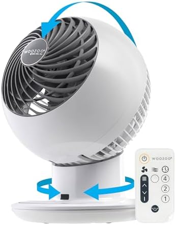 IRIS USA WOOZOO Fan with Remote, Oscillating, Desk, Table Air Circulator, Globe Fan, 5 Speeds, 82ft Max Air Distance, 90° Adjustable Tilt, 30 db Low Noise, New 2023 Model