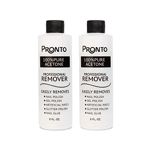 Pronto 100% Acetone Gel Nail Polish Remover for Nails | Acetone Nail Polish Remover & Gel Remover For Nails, Glue, Gel, Acrylic & Dip | 8 Fl oz (Pack of 2)