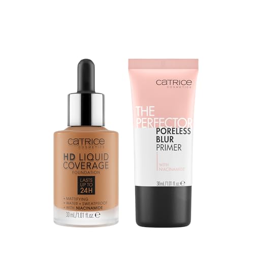 Catrice | HD Foundation 80 & The Perfector Poreless Blur Primer Bundle | Full Coverage Makeup | Vegan & Cruelty Free