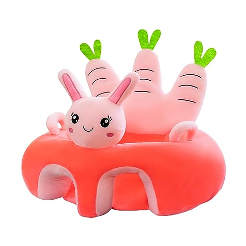 Animal Shaped Baby Sitting Chair Baby Support Sofa Chair Cover Cute Infant Toddler Floor Seat Loungers Sitting Chair for Learning to Sit (Carrot Bunny, 40cm*55cm*55cm)