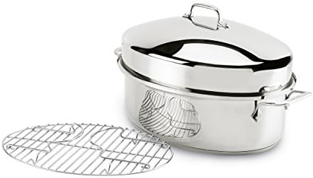 All-Clad Specialty Stainless Steel Covered Oval Roaster 3 Piece, 19x12x10 Inch Oven Broiler Safe 600F Roaster Pan, Pots and Pans, Cookware Silver