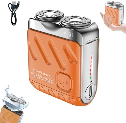 Mini Electric Explosive Shaver, Natechcle/Gosupps/Zenele Mini Electric Explosive Shaver, Type-C Rechargeable, for Home Travel Business (Orange)