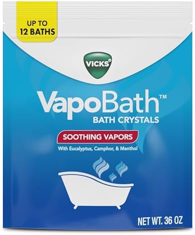 Vicks VapoBath, Bath Salts, Bath Bomb, Non-Medicated Bath Crystals, Comforting Vicks Vapors, Vapor Bath, Aromatherapy with Eucalyptus and Menthol Scent, Contains Essential Oils, 36 OZ