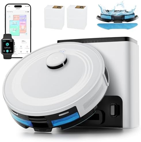 Lefant LiDAR Robot Vacuum and Mop,45-Day Self-Emptying,6000Pa Powerful Suction,Customized Cleaning,Home Mapping,140 Min Runtime,Roller Brush for Carpet,2.4G/5G WiFi/Alexa/APP/iWatch,M2 Plus