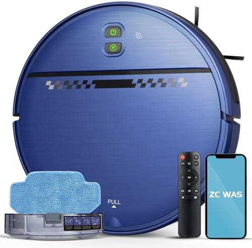 Robot Vacuum and Mop Combo, 2-in-1 Robot Vacuum Cleaner, Perfect for Pet Hair, Hard Floor and Carpet, Anti-Bump, Anti-Fall, App, Voice and Remote Control