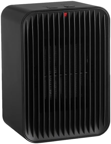Amazon Basics Ceramic Space Heater, Electric Heater for Indoor Use With 3 Heat Settings, Temperature Control, Lightweight (1.7 LBS), 520 w, Black, 5.1"L x 3.5"W x 7"H