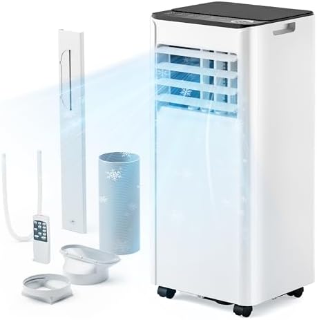 EUHOMY 8,000 BTU Portable Air Conditioners, 4-in-1 Portable AC Unit Up to 350 Sq.Ft, 4 Modes Quiet Air Conditioner with Remote Control, Cool, Fan, Dehumidifier, 24H Timer, Bedroom, Office, Apartments