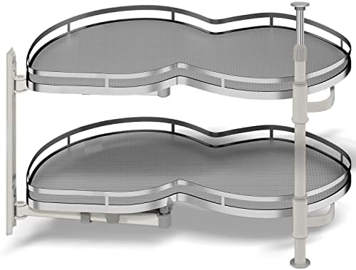 Blind Corner Cabinet Pull Out Organizer, Soft Close Swing Left Pull Out Cabinet Organizer 36inch, Corner Cabinet Lazy Susan for Corner Cabinet Blind Shelf, 2 Tiers Tray, Adjustable Height