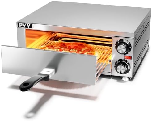 PYY Indoor Electric Pizza Oven - Countertop Pizza Maker Machine Commercial Stainless Steel With Crumb Tray for Home 12in