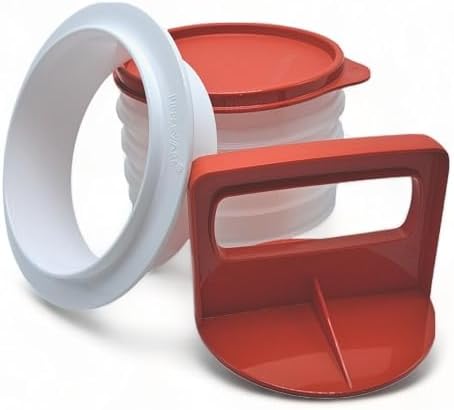 Tupperware Hamburger Press and Freezer Set in Chili Red