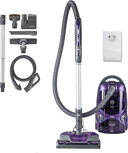 Kenmore 600 Series Pet Friendly Lightweight Bagged Canister Vacuum with Pet PowerMate, Pop-N-Go Brush, 2 Motors, HEPA Filter, Aluminum Telescoping Wand, Retractable Cord and 4 Cleaning Tools, Purple