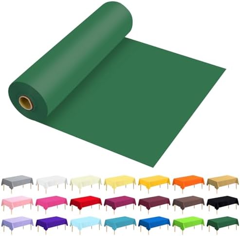 54 Inch X 100 Feet Plastic Table Cover Roll Premium Disposable Plastic Tablecloth for All Type/Shape Tables | Picnic, Party, Banquet, Birthdays, Weddings (Green, 54 Inch X 100 Feet)