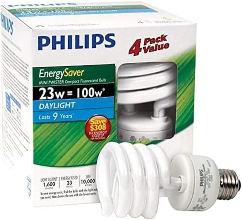 23W Medium Base Daylight Mini Twister CFL Bulbs - 4 Pack