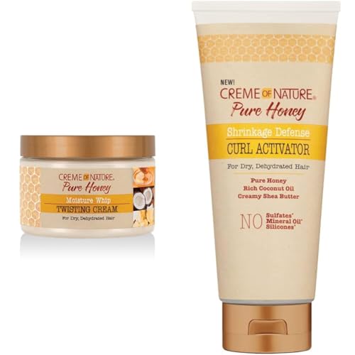 Creme of Nature Pure Honey Curly Hair Bundle - Moisture Whip Twisting Cream, 11.5 oz & Curl Activator, 10.5 oz