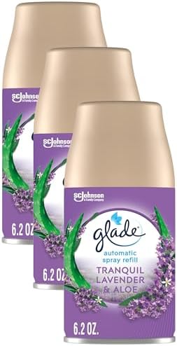 Glade Automatic Spray Refill, Air Freshener for Home and Bathroom, Tranquil Lavender & Aloe, 6.2 Oz (Pack of 3)