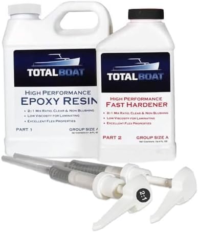 TotalBoat High Performance Epoxy Kit, Crystal Clear Marine Grade Resin and Hardener for Woodworking, Fiberglass and Wood Boat Building and Repair (Quart, Fast)