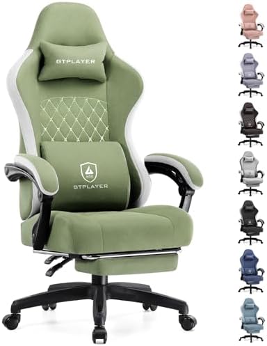 GTPLAYER Gaming Chair, Computer Office Chair with Pocket Spring Cushion, Linkage Armrests and Footrest, High Back Ergonomic Computer Chair with Lumbar Support Task Chair with Footrest