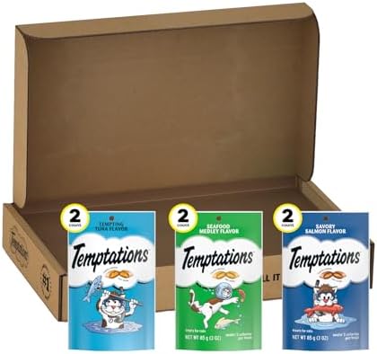 Temptations Classic Crunchy and Soft Cat Treats Seafood Lovers Variety Pack, 3 oz., Pack of 6