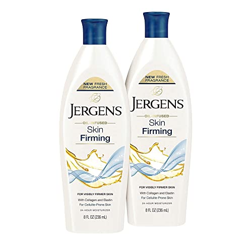 Jergens Skin Firming Body Lotion for Dry to Extra Dry Skin, Skin Tightening Cream with Collagen and Elastin, Dermatologist Tested, Hydralucence Blend Formula, 8 Oz, Pack of 2