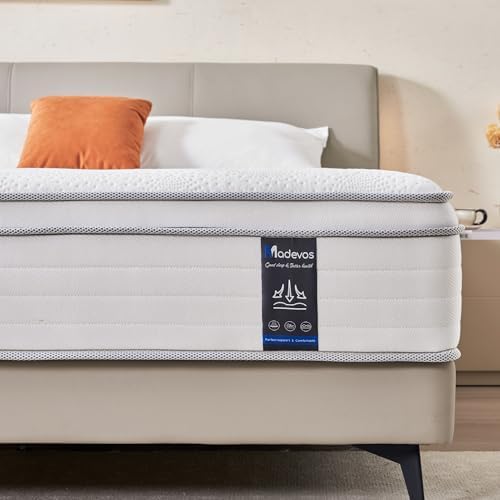 Full Size Mattress, 12 Inch Hybrid Mattress in a Box, Memory Foam and Individual Pocket Springs, Fiberglass Free, Soft and Breathable, Medium Firm Feel