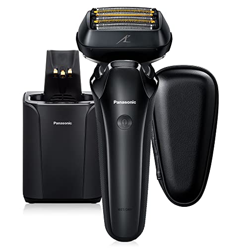 Panasonic ARC6 Electric Razor for Men Face, Wet/Dry Shavers for Men with Foil Shaver, Premium Automatic Cleaning and Charging Station, Ultra-Fast 6-Blade & Pop-up Trimmer - ES-LS9A-K (Black)