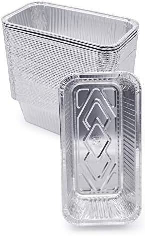 (100 Pack) Premium 2-LB Bread Loaf Baking Pans - 8.5" x 4.5" x 2.5" l Heavy Duty l Disposable Aluminum Foil Tins for Cakes Meatloaf Lasagna