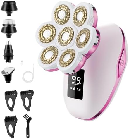 Electric Razors for Women, 7D Electric Shaver for Women, 5 in 1 Lady Shavers, Wet/Dry Bikini Trimmer, Painless Face Razor for Arms Legs Armpit Pubic Area