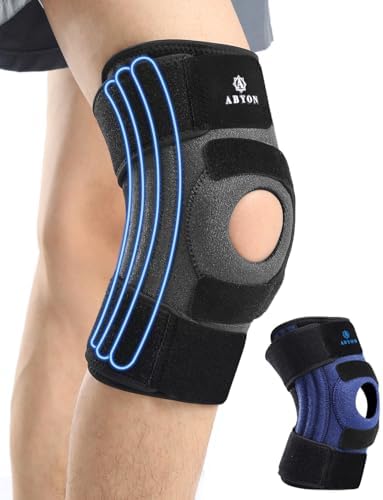 ABYON Knee Brace for Women & Men Meniscus Tear, ACL, Arthritis, Knee Support with Triple Side Stabilizers and Adjustable 360° Wraparound Strap for Maximum Knee Pain Support and Fast Recovery - Please Check How To Size Video