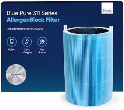 BLUEAIR Blue Pure 311 Auto Series AllergenBlock Filter, Genuine Replacement Blueair Filter, Allergies Pollen Dust Pet Dander, Blue Pure 311 Auto Series AllergenBlock Filter Fits 311 Auto Air Purifier