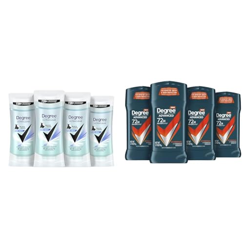 Degree Antiperspirant for Women Protects from Deodorant Stains Pure Clean Deodorant & Men Antiperspirant Deodorant Adventure 4 Count For Freshness and Odor Protection Deodorant