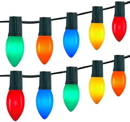 Vintage C9 LED Christmas Lights Outdoor, 150 Feet C9 String Lights with 75 Shatterproof C9 Bulbs, Waterproof Connectable Commercial Christmas Tree Lights for Outside Roofline Patio Decor, Multicolor