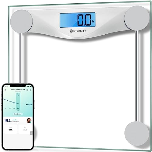 Etekcity Bathroom Scale for Body Weight BMI Scale, Upgraded Bluetooth Digital Scale, Large Blue LCD Backlight Display, High Precision Measurements, 400 Pounds