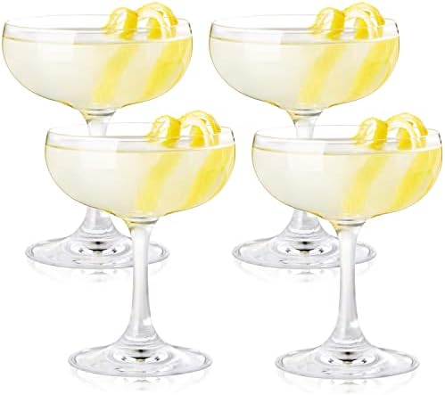 True Coupe Glass, Martini Glasses for Cocktail Party, Cocktail Glasses Perfect for Margarita, Espresso Martini, Manhattan, Elegant Glassware for Entertaining, Home Bar Accessories, 7 oz, Set of 4