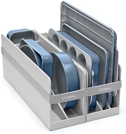Caraway Nonstick Ceramic Bakeware Set (11 Pieces) - Baking Sheets, Assorted Baking Pans, Cooling Rack, & Storage - Aluminized Steel Body - Non Toxic, PTFE & PFOA Free - Slate