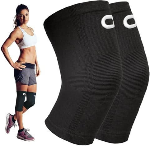 Crucial Compression Knee Sleeve (1 Pair) - Best Knee Braces for Knee Pain for Men & Women - Non-Slip Knee Support for Running, Weightlifting, Basketball, Gym, Workout, Sports